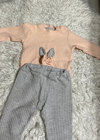 Gri Triko Bebek Kız Takımı Uzun Kollu - Görsel 5