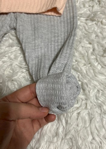 Gri Triko Bebek Kız Takımı Uzun Kollu - Görsel 4