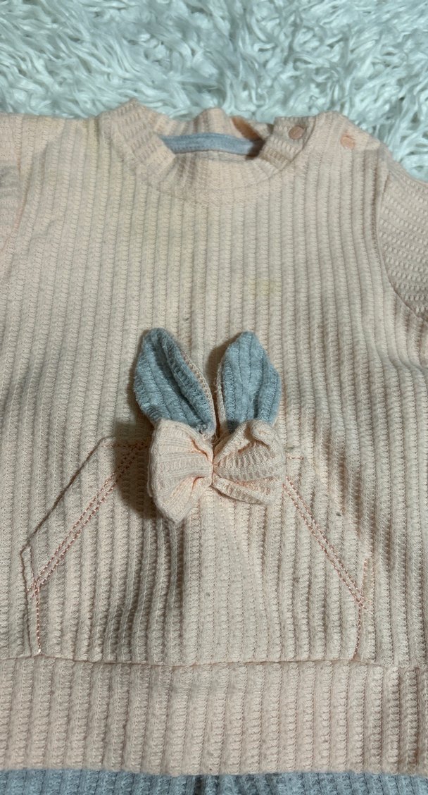 Gri Triko Bebek Kız Takımı Uzun Kollu - Görsel 2