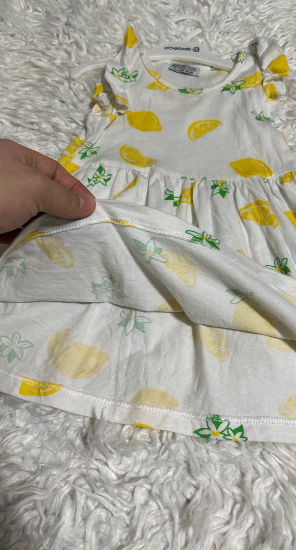 Sarı Çiçekli Kolsuz Kız Çocuk Elbisesi 1 yaş - Görsel 3