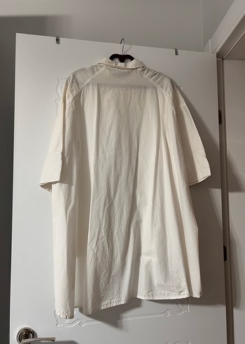 Beyaz Keten Düğmeli Kadın Gömlek - Görsel 5