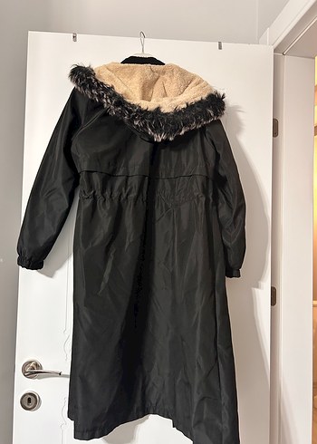 Siyah Uzun Kürklü Kadın Mont - Görsel 10
