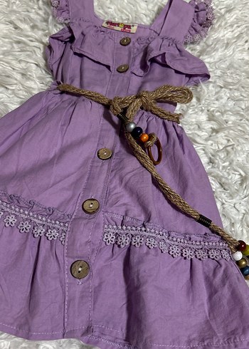 Kız Çocuk Mor Fırfırlı Bohem Elbise 2/3 yaş - Görsel 4