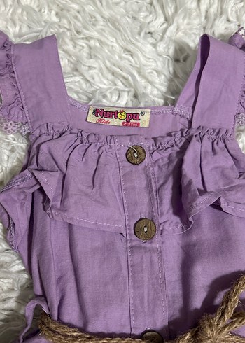 Kız Çocuk Mor Fırfırlı Bohem Elbise 2/3 yaş - Görsel 3