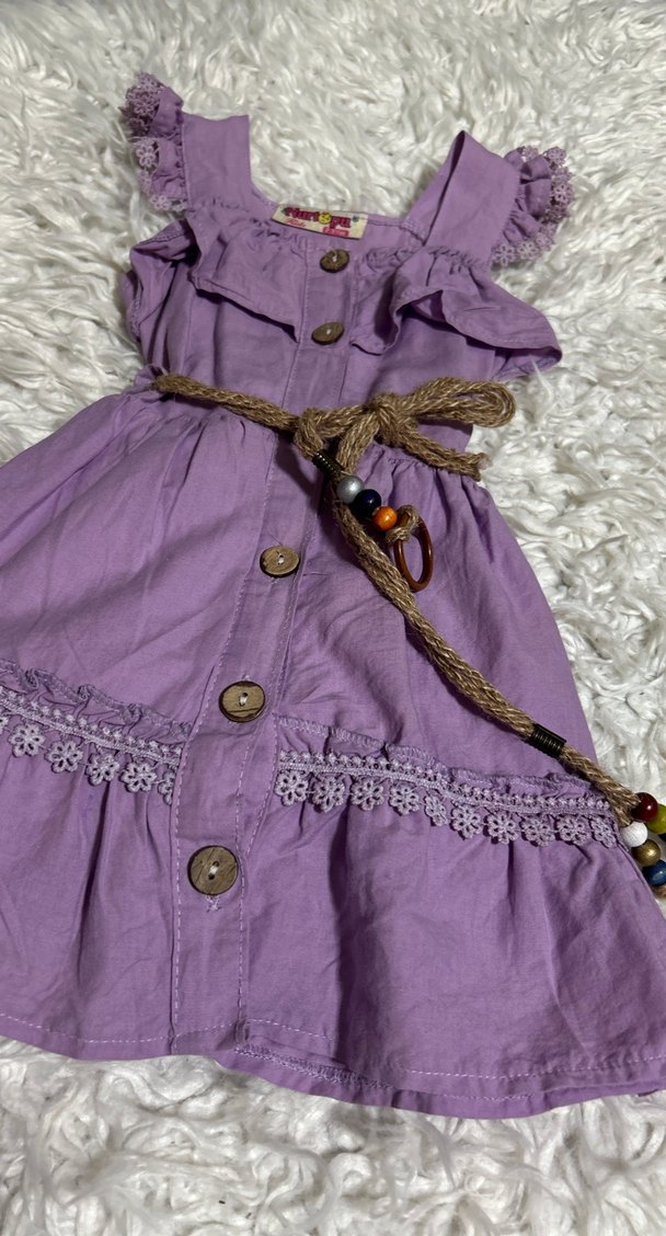 Kız Çocuk Mor Fırfırlı Bohem Elbise 2/3 yaş - Görsel 4