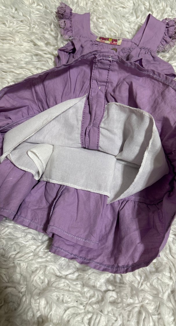 Kız Çocuk Mor Fırfırlı Bohem Elbise 2/3 yaş - Görsel 5