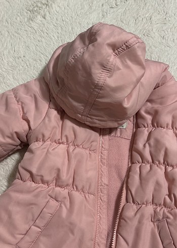 Kız Çocuk Pudra Pembesi Kürk Detaylı Mont - Görsel 4