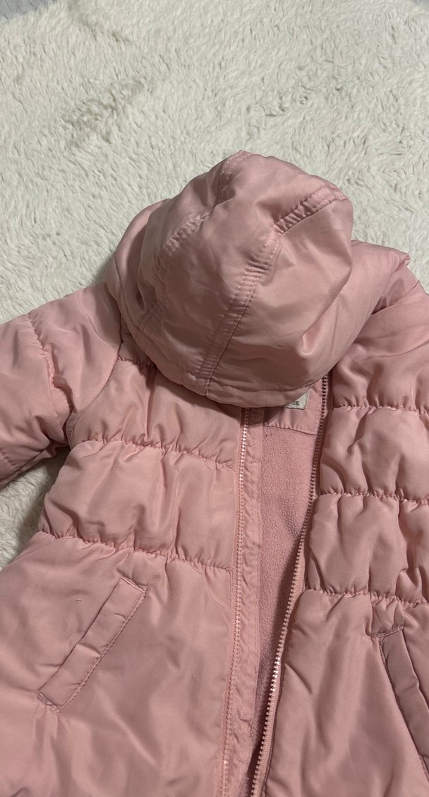 Kız Çocuk Pudra Pembesi Kürk Detaylı Mont - Görsel 4