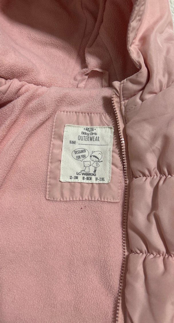 Kız Çocuk Pudra Pembesi Kürk Detaylı Mont - Görsel 2