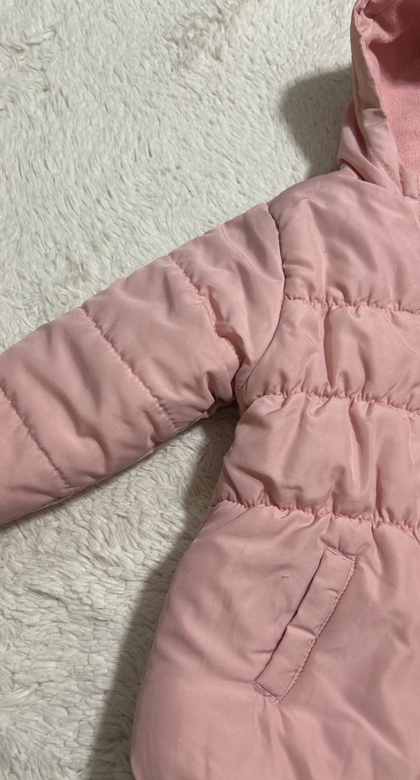 Kız Çocuk Pudra Pembesi Kürk Detaylı Mont - Görsel 5