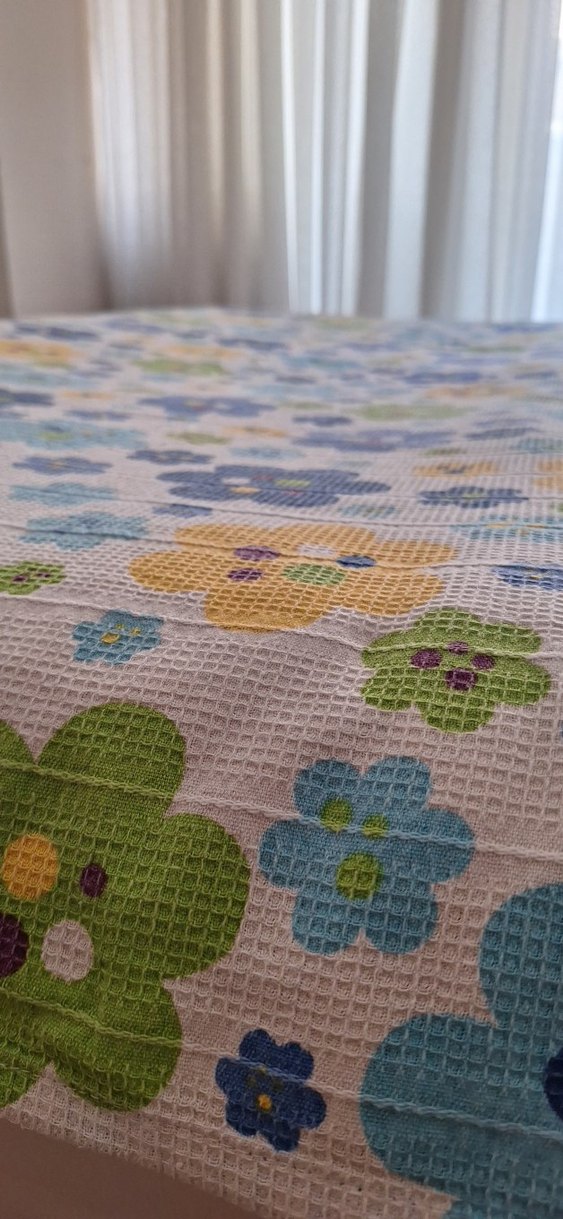 Mavi Çiçek Desenli Yatak Örtüsü pike - Görsel 3