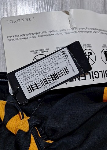 Sarı Siyah Straplez Uzun Elbise - Görsel 7