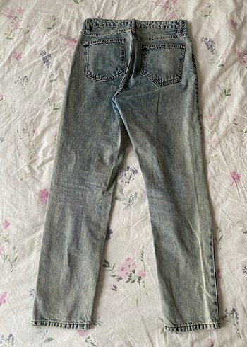 Düğmeli Gri Rahat Kesim Kadın Kot Pantolon - Görsel 2