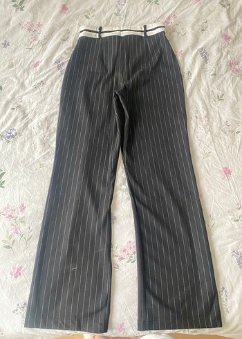 Gri Çizgili Kadın Kumaş Pantolon - Görsel 2