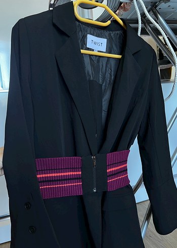 TWIST Siyah Uzun Kesim Kadın Blazer