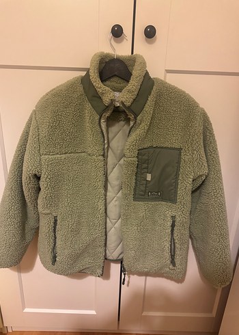 Pullandbear marka mint yeşili pelüş mont - Görsel 2