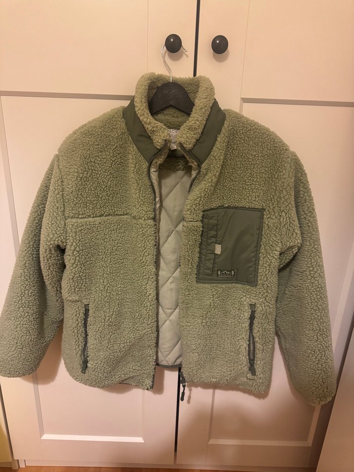 Pullandbear marka mint yeşili pelüş mont - Görsel 2