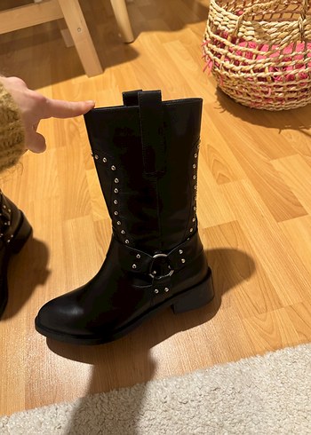 Siyah Hakiki Deri Kadın Bot - Görsel 6