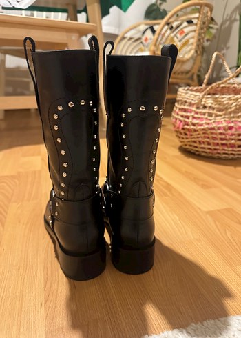 Siyah Hakiki Deri Kadın Bot - Görsel 2