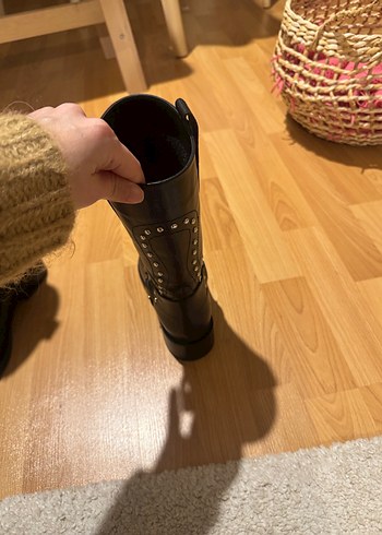 Siyah Hakiki Deri Kadın Bot - Görsel 7