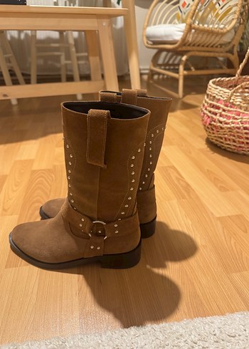 Camel Süet Troklu Hakiki Deri Kadın Bot - Görsel 3