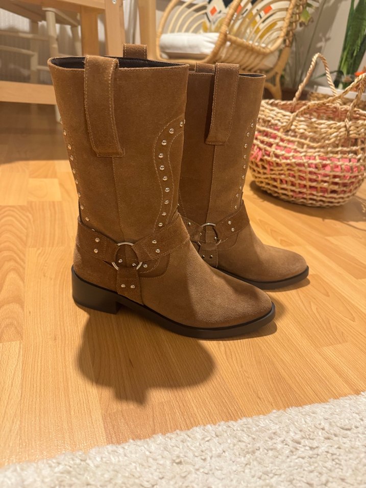 Camel Süet Troklu Hakiki Deri Kadın Bot - Görsel 2