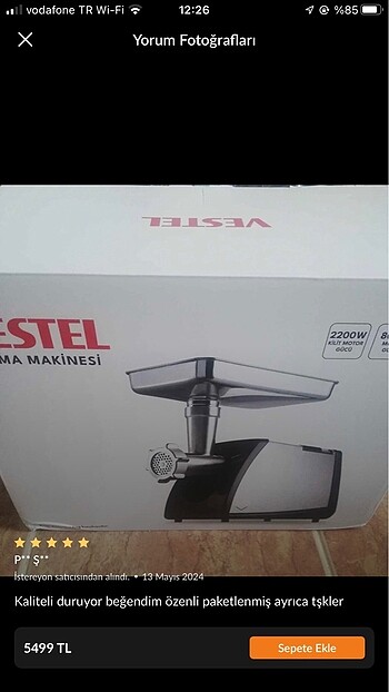 diğer Beden Vestel kıyma makinası