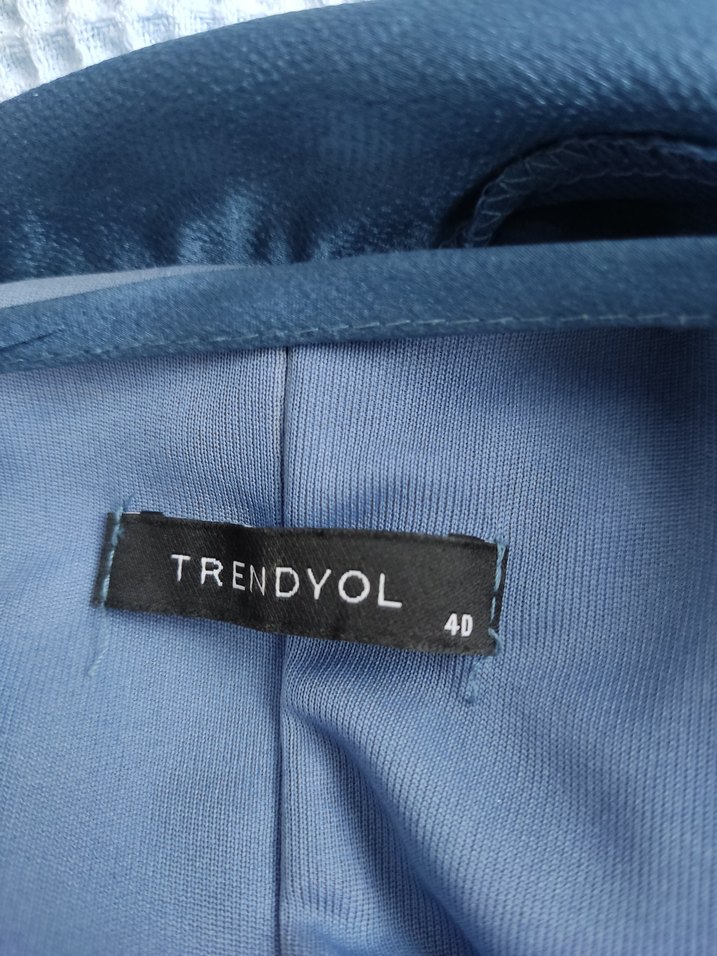 Mavi Yırtmaçlı Saten Abiye - Görsel 4