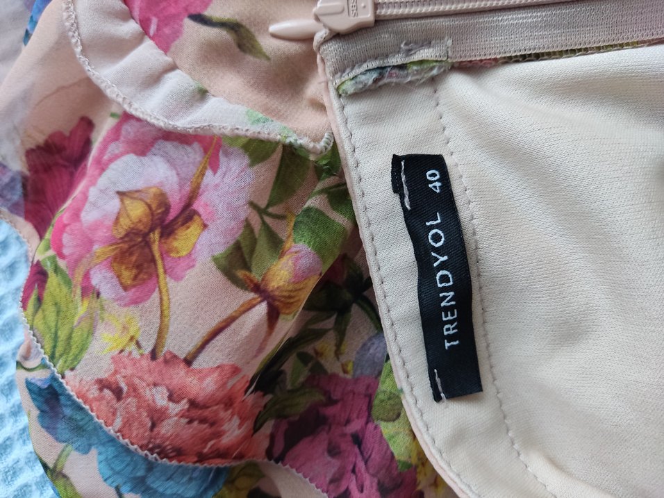 Pembe Çiçekli Kemerli Mini Elbise - Görsel 4