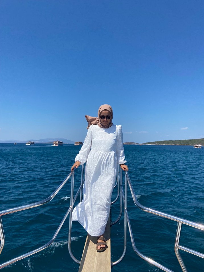 Bohem Beyaz Uzun fisto Elbise - Görsel 4