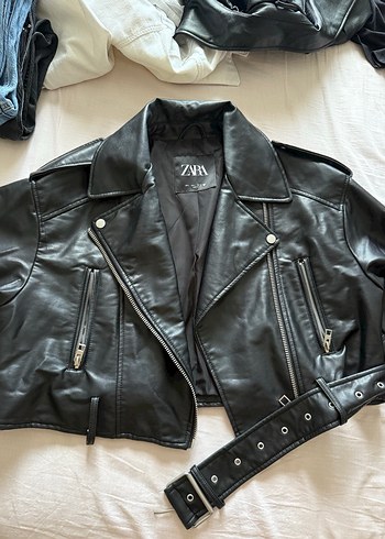 Kadın Siyah Deri Biker Ceket
