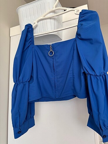 38 Beden mavi Renk Crop bluz