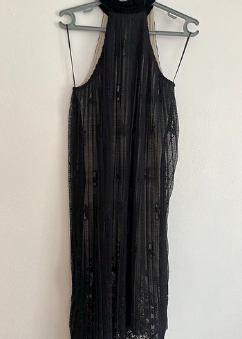 Siyah Pilili Uzun Askılı Gotik Abiye Elbise - Görsel 3