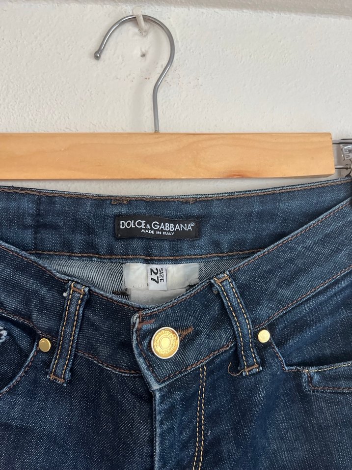 Kadın Lacivert Düğmeli Midi Boy Denim Jean - Görsel 2