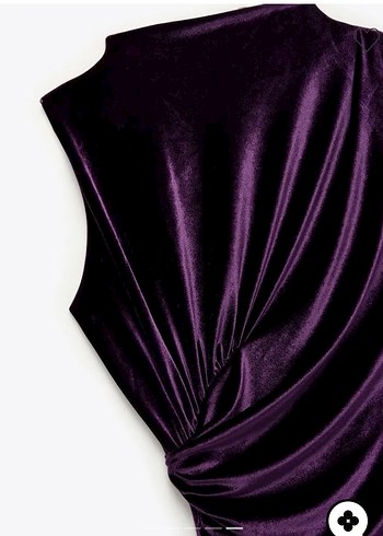 Drapeli Kolsuz Uzun Mor Kadife Elbise - Görsel 3