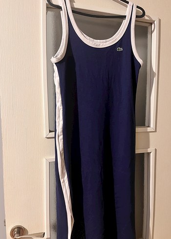 Lacoste Lacivert Beyaz Spor Midi Elbise