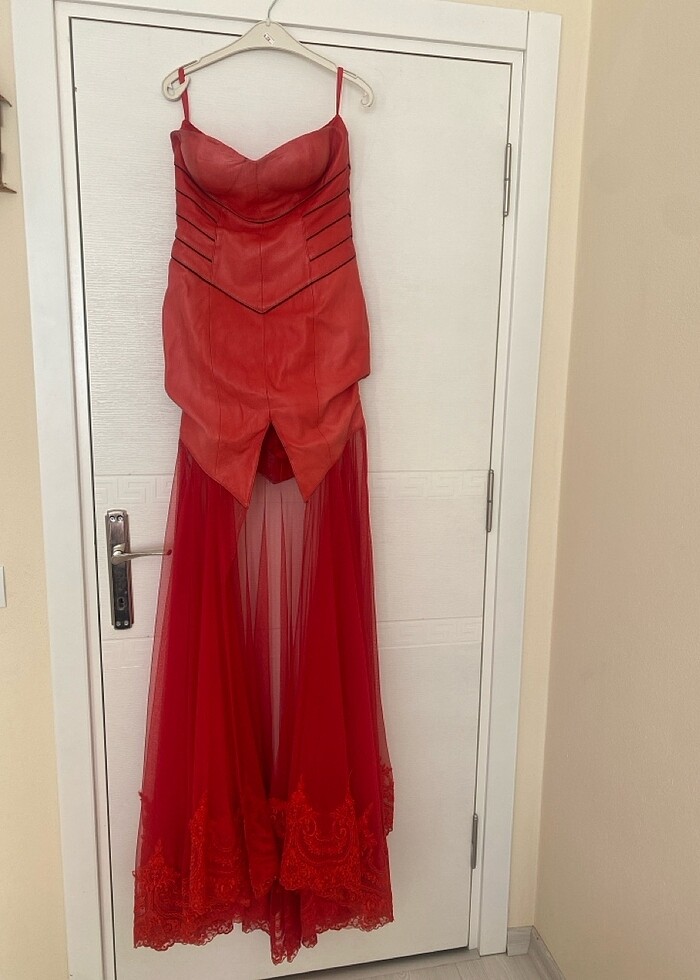 Deri ve tül elbise - Görsel 2