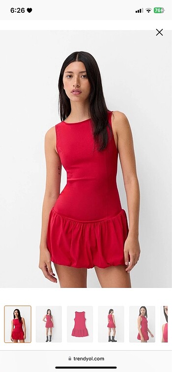 Bershka kırmızı ballon elbise