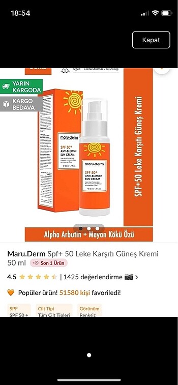 Maruderm gunes kremi