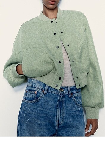 l Beden Zara L etiketli yeşil ceket