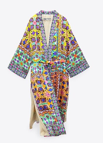 Zara marka S etiketli desenli uzun kimono