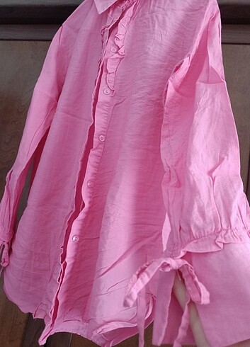 Pembe kadın gömlek tunik