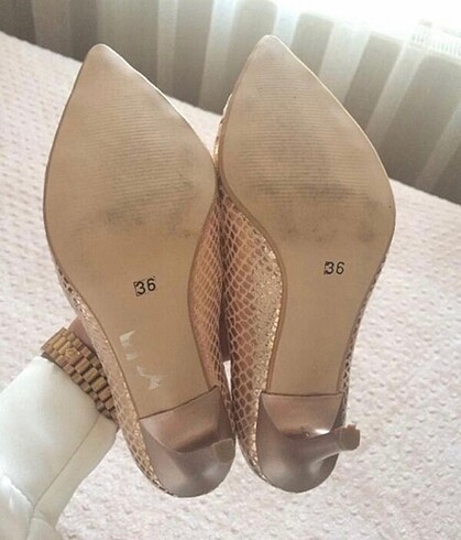 36 Beden Rosegold Yılan Desenli Topuklu Ayakkabı