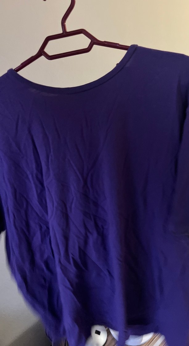 Mor, Kısa Kollu, Salaş Hamile Bluzu - Görsel 3