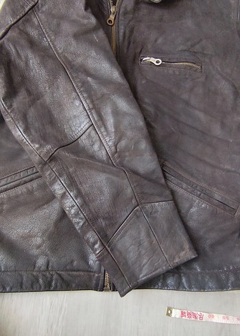 AMERİKADAN VİNTAGE DERİ MOTORCU MONTU MONT - Görsel 5