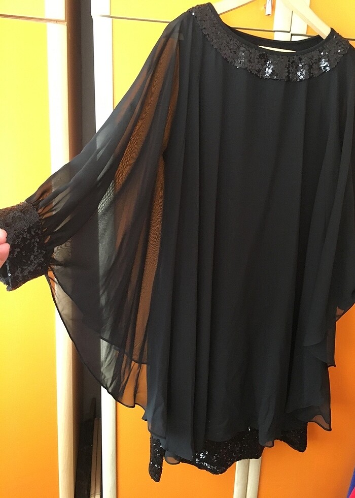 Tüllü model şifon gece elbisesi - Görsel 3