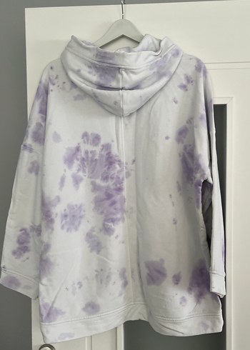 Kadın Mor Batik Desenli Kapüşonlu Sweatshirt - Görsel 4