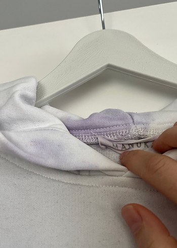 Kadın Mor Batik Desenli Kapüşonlu Sweatshirt - Görsel 3