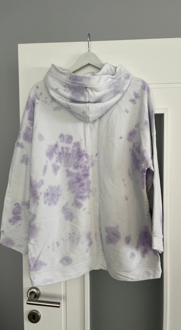 Kadın Mor Batik Desenli Kapüşonlu Sweatshirt - Görsel 4