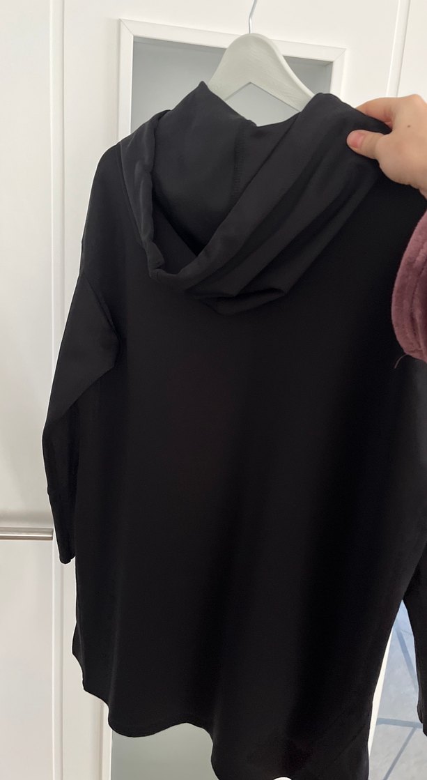 Siyah Kapüşonlu Oversize Sweatshirt - Görsel 3